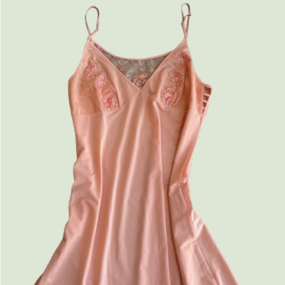 Elegant Peach Lace Slip Dress